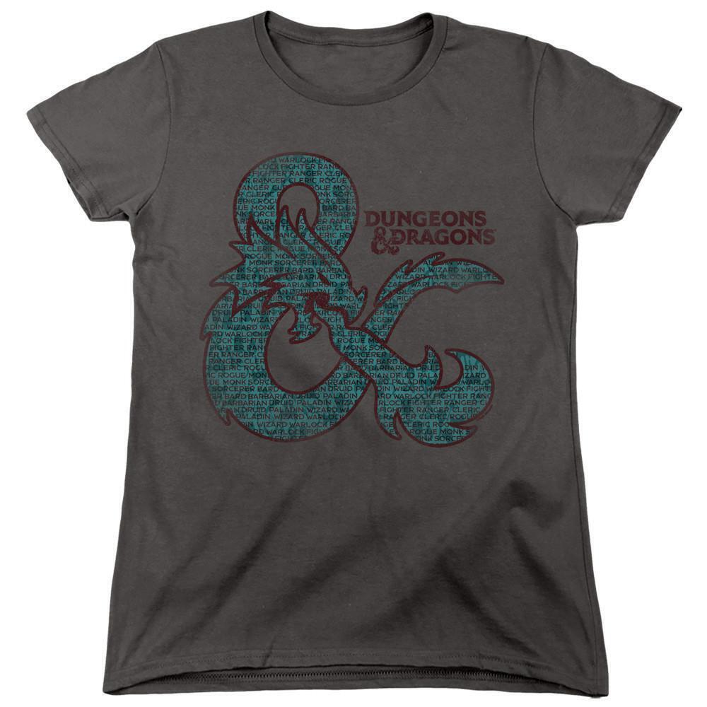 Dungeons And Dragons Ampersand Classes Womens T Shirt Charcoal